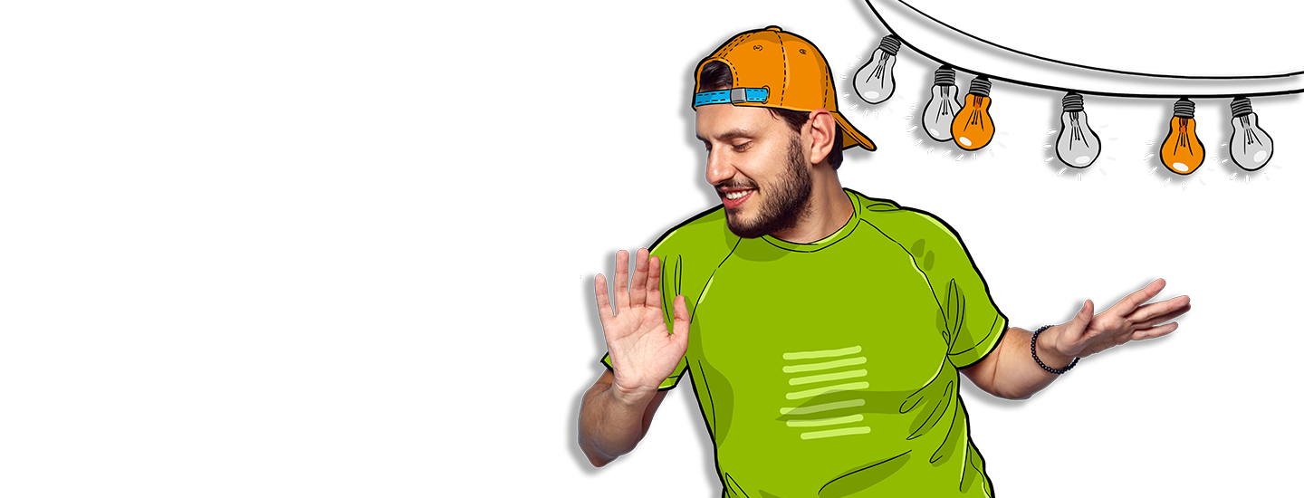 Tanzender Mann mit energiesparender Lichterkette